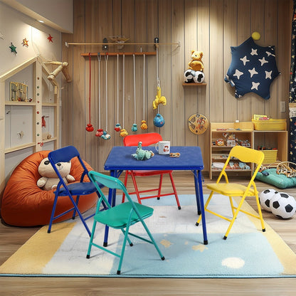 5-Piece Foldable Kids Table And Chair Set with Multiple Color Options for Kids' Room detail image - detail view 5