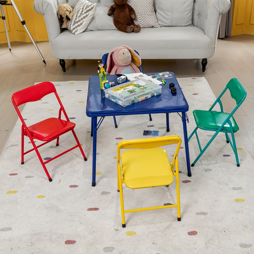 5-Piece Foldable Kids Table And Chair Set with Multiple Color Options for Kids' Room detail image - detail view 8