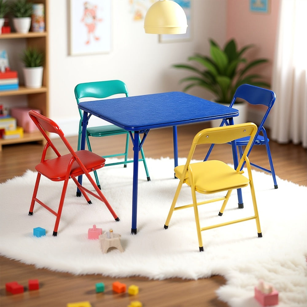 Kids Table and Chair Set, Kids Folding Table and Chair Set 5 Piece Colorful Lightweight shown in the main product view