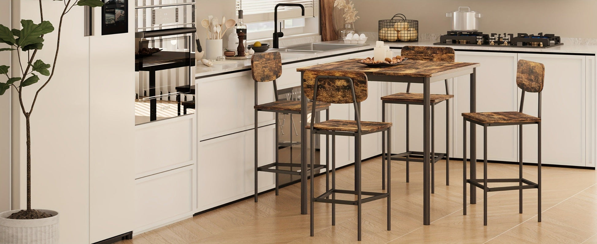 5-Piece Rectangular Dining Table Set for Kitchen and Home Office detail image - detail view 11