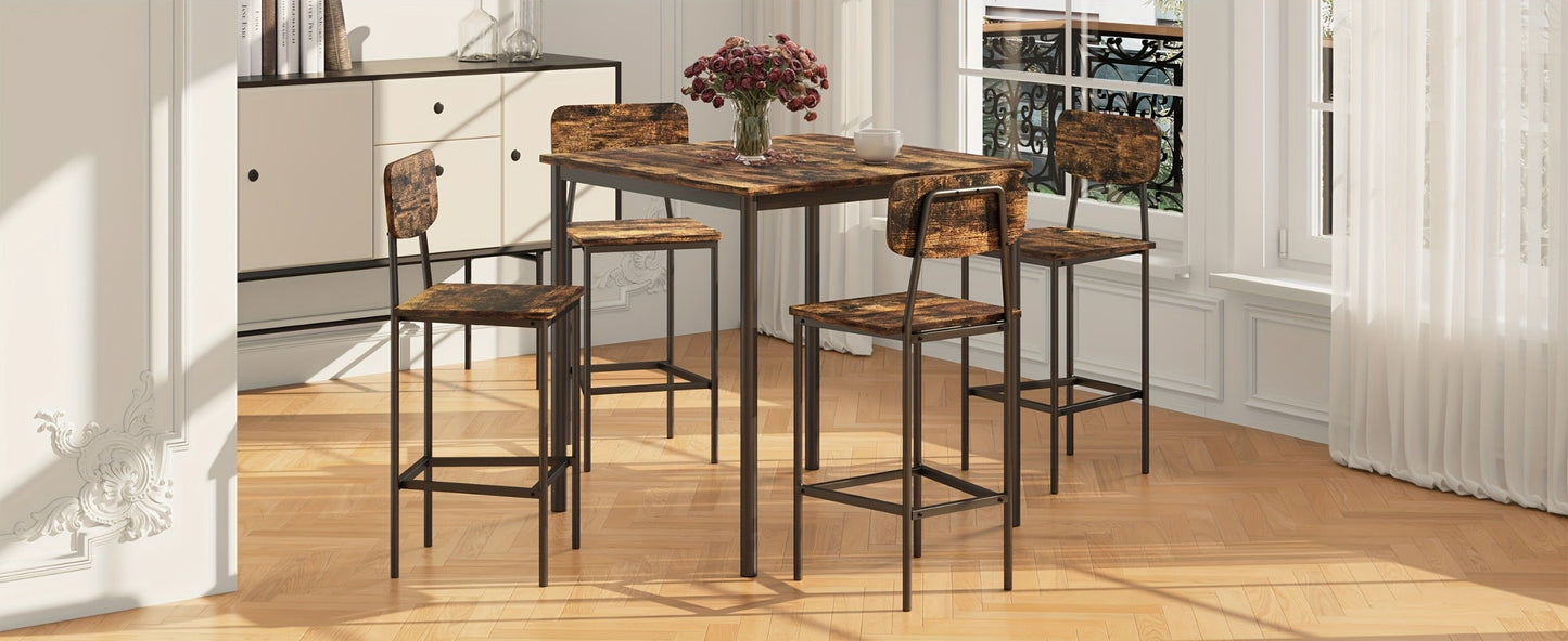 5-Piece Rectangular Dining Table Set for Kitchen and Home Office detail image - detail view 13