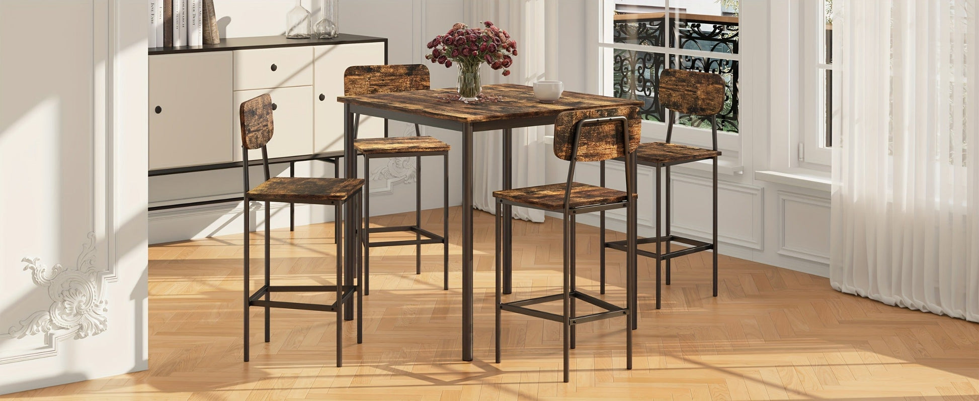 5-Piece Rectangular Dining Table Set for Kitchen and Home Office detail image - detail view 13