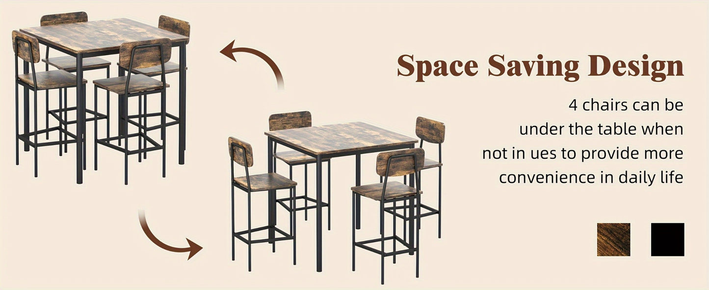 5-Piece Rectangular Dining Table Set for Kitchen and Home Office detail image - detail view 14