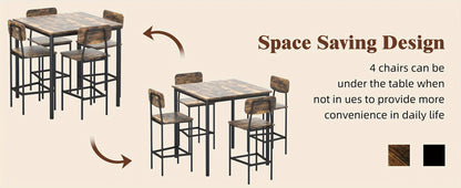 5-Piece Rectangular Dining Table Set for Kitchen and Home Office detail image - detail view 14