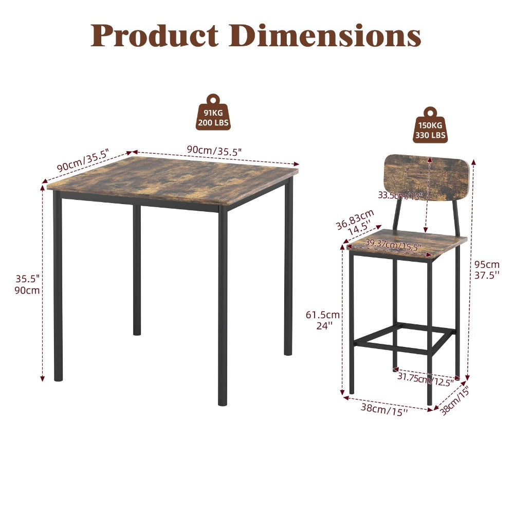 5-Piece Rectangular Dining Table Set for Kitchen and Home Office detail image