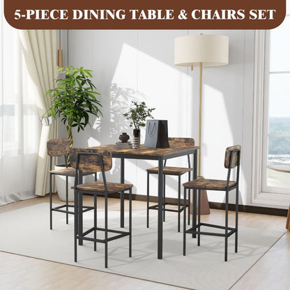 5-Piece Rectangular Dining Table Set for Kitchen and Home Office detail image - detail view 4