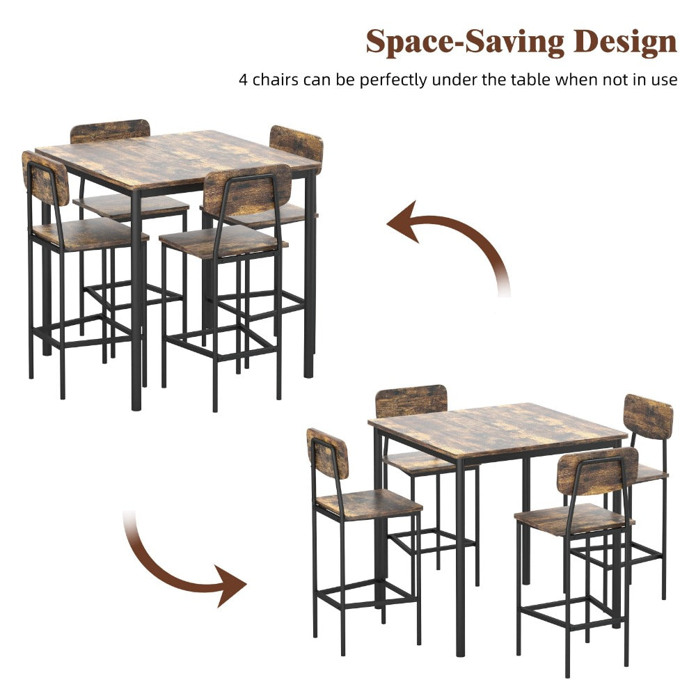 5-Piece Rectangular Dining Table Set for Kitchen and Home Office detail image - detail view 8
