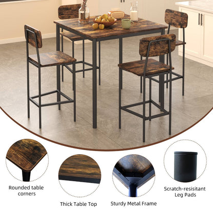 5-Piece Rectangular Dining Table Set for Kitchen and Home Office detail image - detail view 9