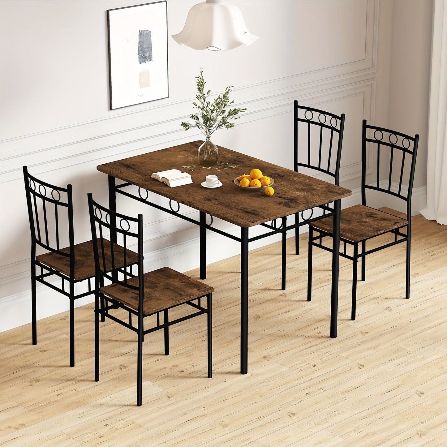 Dining Table Set shown in the Brown option