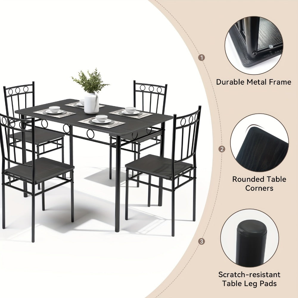 5-Piece Rectangular Dining Table Set with Solid Wood Construction for Kitchen detail image - detail view 10