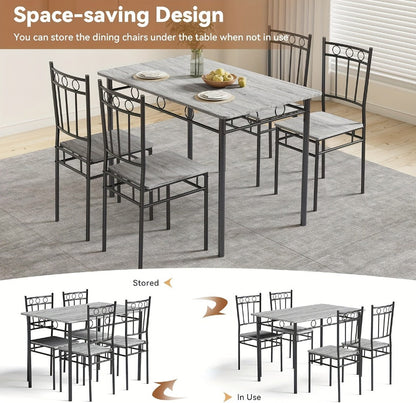 5-Piece Rectangular Dining Table Set with Solid Wood Construction for Kitchen detail image - detail view 11