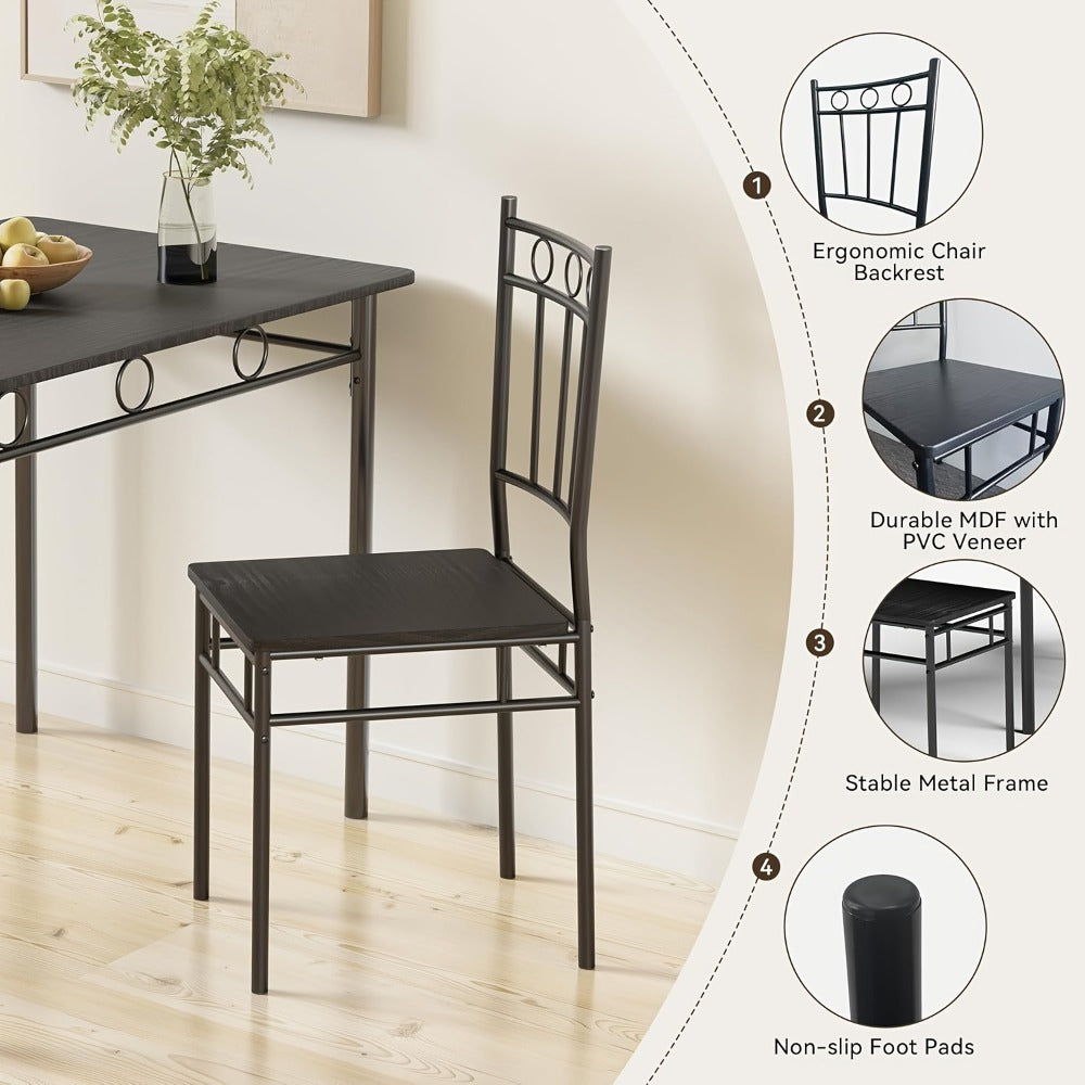 5-Piece Rectangular Dining Table Set with Solid Wood Construction for Kitchen detail image - detail view 12