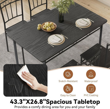5-Piece Rectangular Dining Table Set with Solid Wood Construction for Kitchen detail image - detail view 13