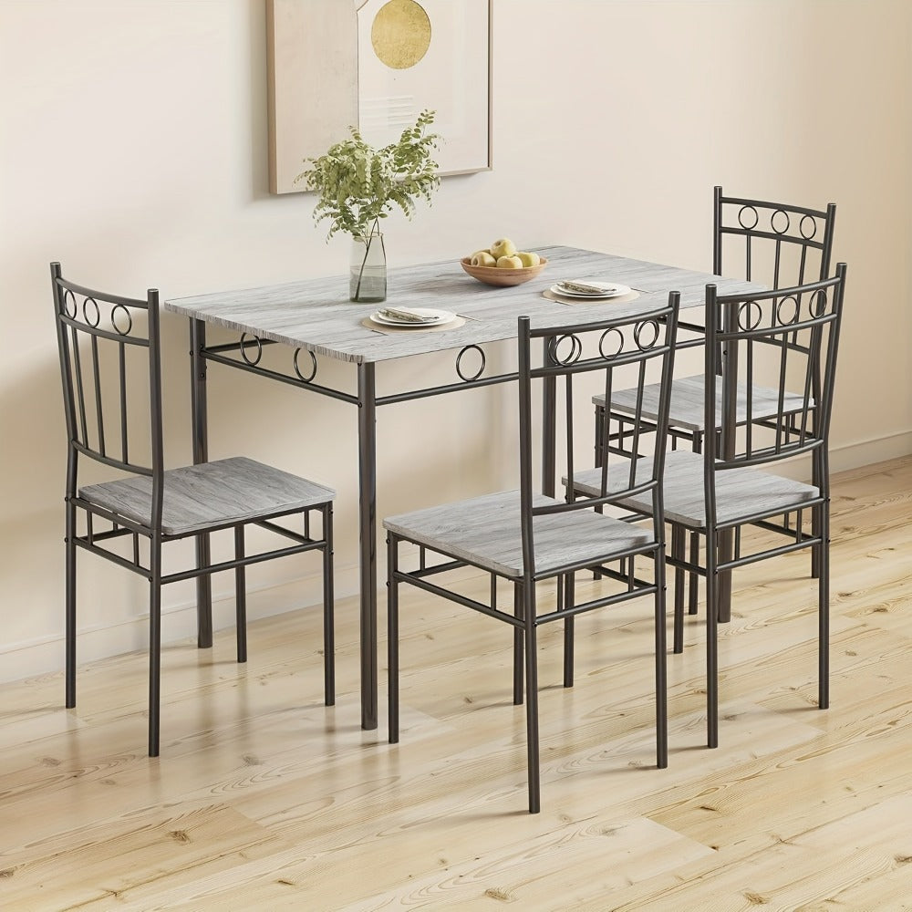 5-Piece Rectangular Dining Table Set with Solid Wood Construction for Kitchen detail image - detail view 7