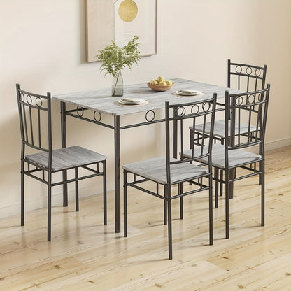 5-Piece Rectangular Dining Table Set with Solid Wood Construction for Kitchen detail image - detail view 7