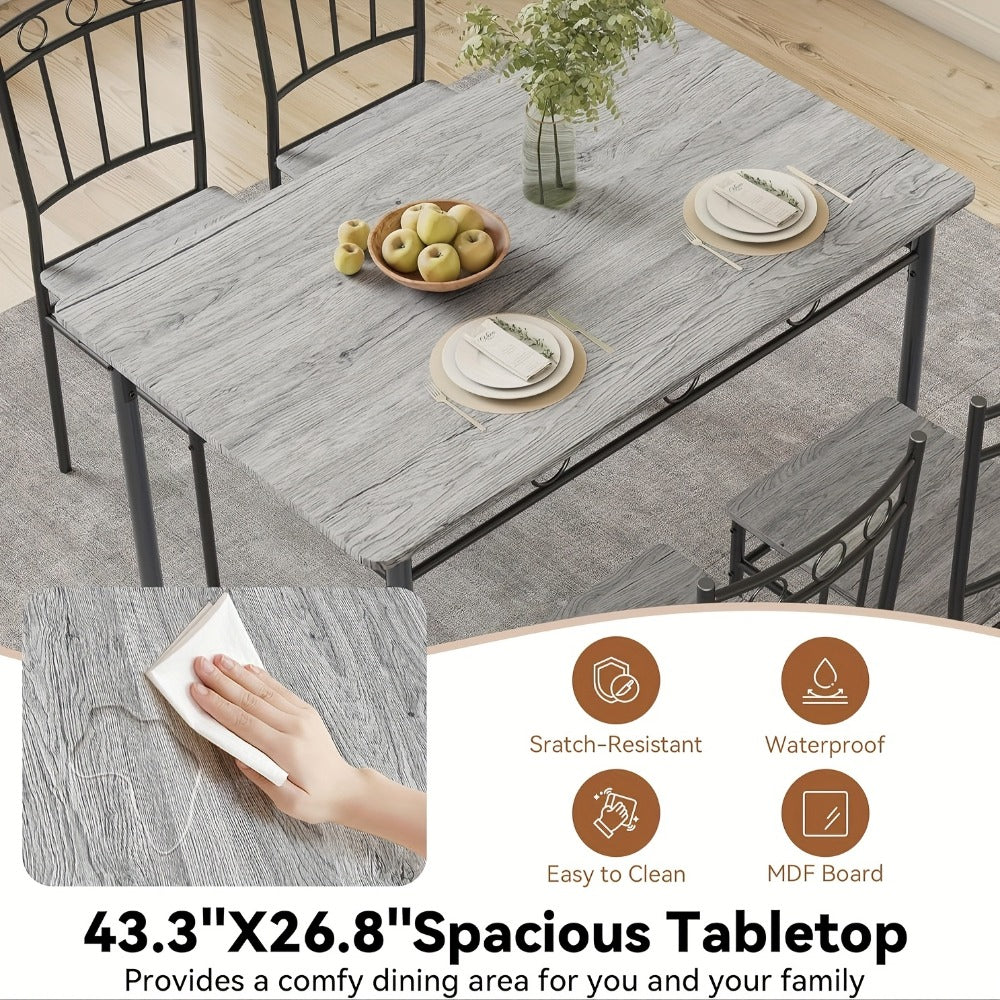 5-Piece Rectangular Dining Table Set with Solid Wood Construction for Kitchen detail image - detail view 8