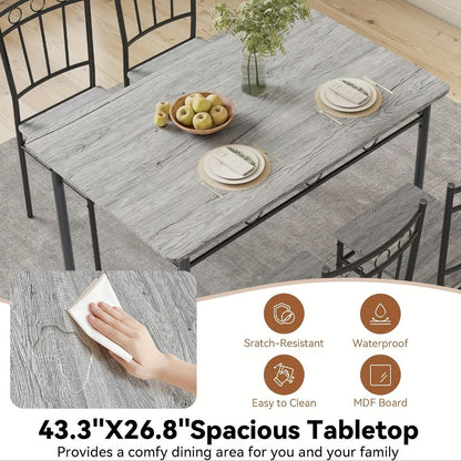5-Piece Rectangular Dining Table Set with Solid Wood Construction for Kitchen detail image - detail view 8
