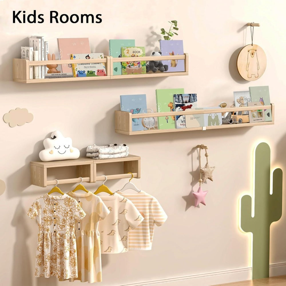 5-Piece Wall-Mounted Floating Wall Shelves for Nursery and Kids' Room detail image - detail view 3