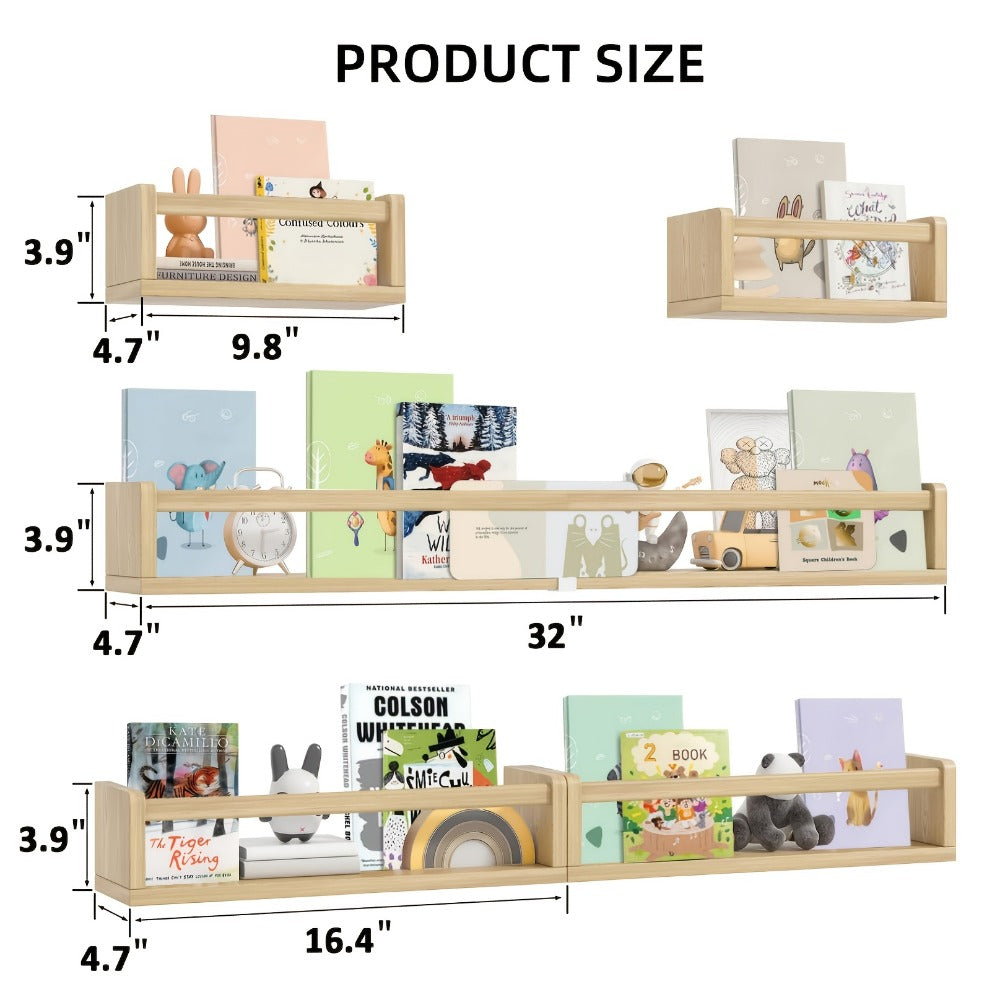 5-Piece Wall-Mounted Floating Wall Shelves for Nursery and Kids' Room detail image - detail view 4