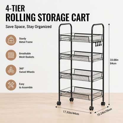 Storage Cart shown in the Black Four Layers option