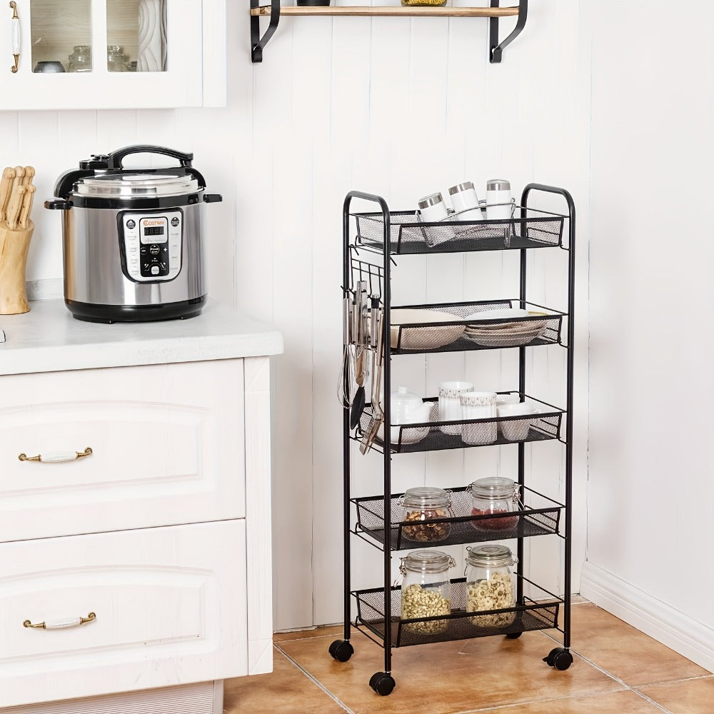 5-Tier 360° Rotating Storage Cart with 360° Swivel for Bathroom detail image - detail view 13