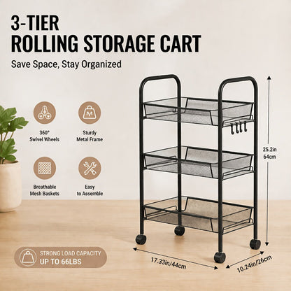 5-Tier 360° Rotating Storage Cart with 360° Swivel for Bathroom detail image - detail view 5