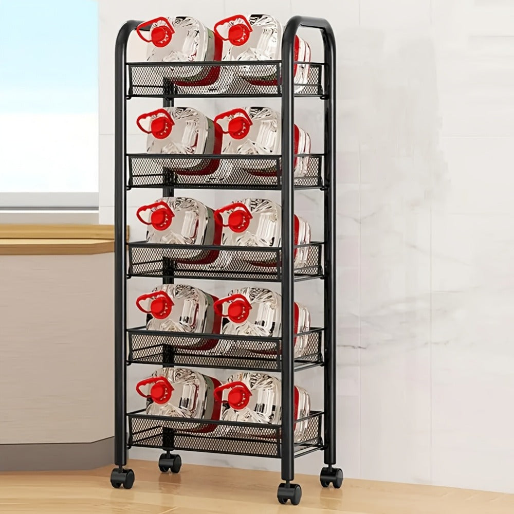 5-Tier 360° Rotating Storage Cart with 360° Swivel for Bathroom detail image - detail view 6