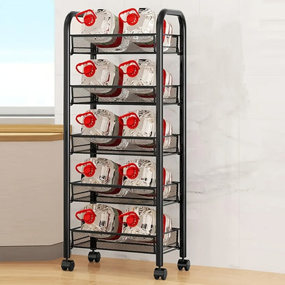 5-Tier 360° Rotating Storage Cart with 360° Swivel for Bathroom detail image - detail view 6