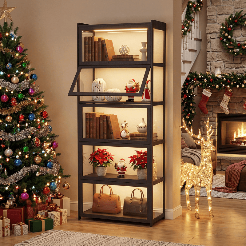 Display Cabinet shown in the Black-5 Tier, 13.5"D x 27.5"W x 67.5"H option