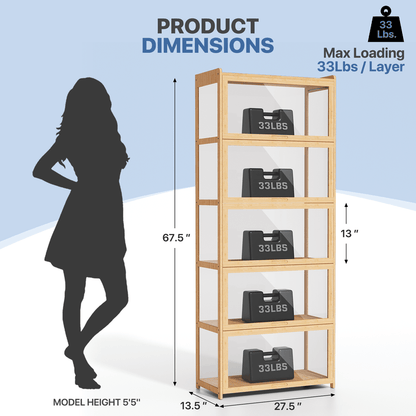 5-Tier Bamboo Display Cabinet for Kids' Room and Living Room detail image