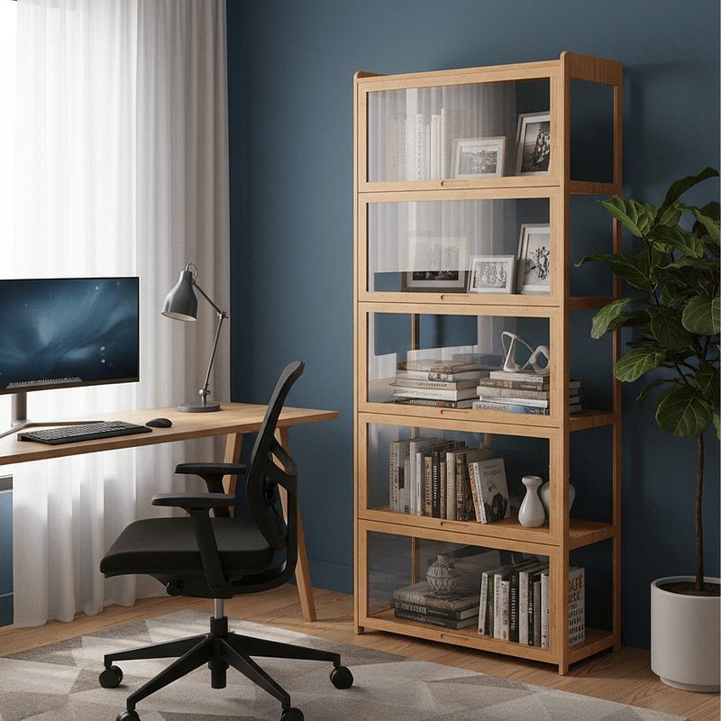 5-Tier Bamboo Display Cabinet for Kids' Room and Living Room detail image - detail view 3