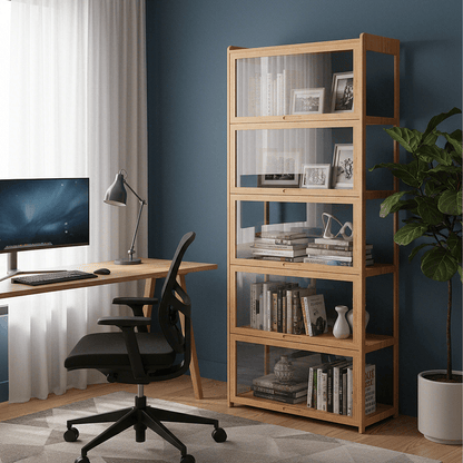 5-Tier Bamboo Display Cabinet for Kids' Room and Living Room detail image - detail view 3
