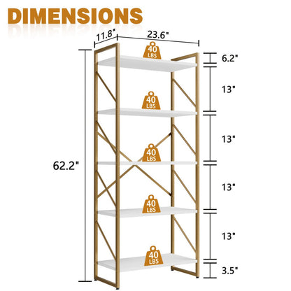 5-Tier Freestanding Bookshelf with Open Shelves for Entryway detail image - detail view 3