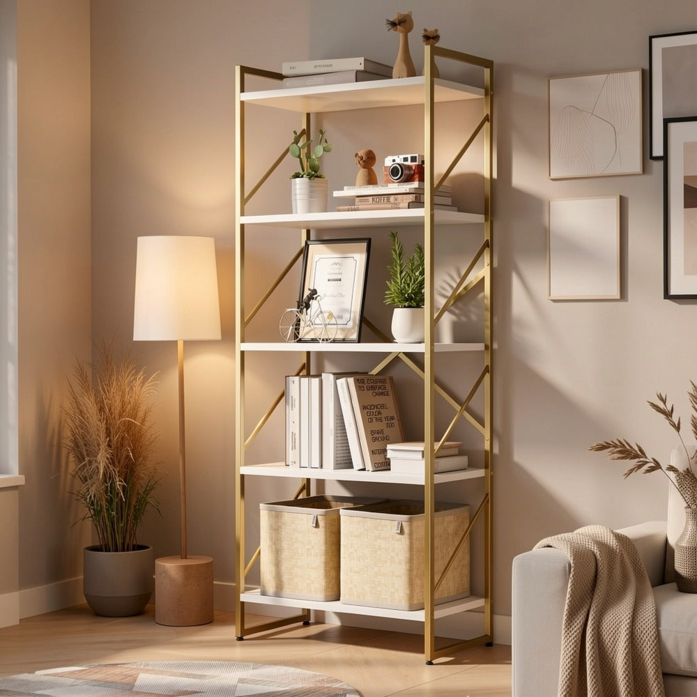 5-Tier Freestanding Bookshelf with Open Shelves for Entryway detail image - detail view 6