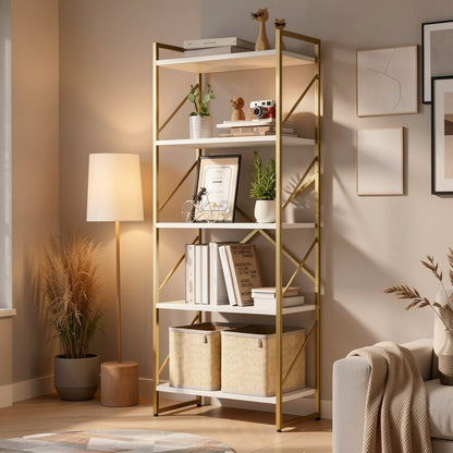 5-Tier Freestanding Bookshelf with Open Shelves for Entryway detail image - detail view 6