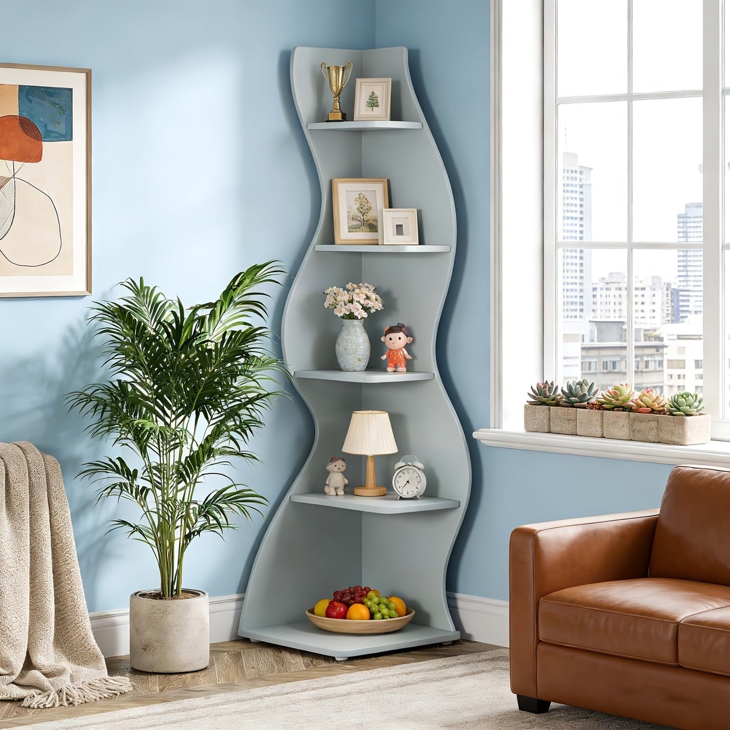 Corner Shelf shown in the Blue, 1pc option