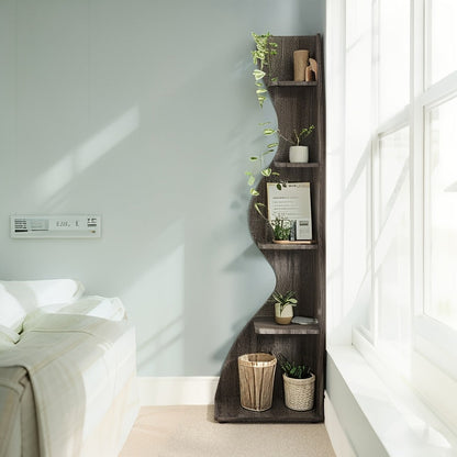 5-Tier Freestanding Corner Shelf for Living Room and Bedroom detail image - detail view 14