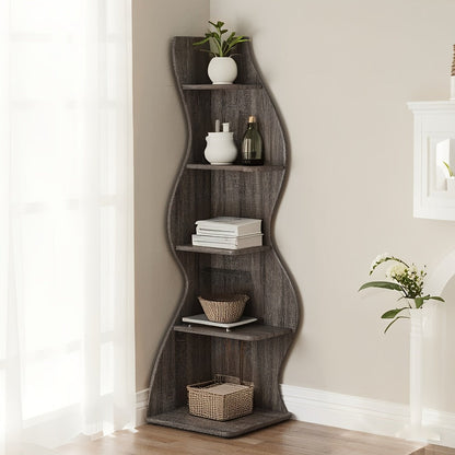 5-Tier Freestanding Corner Shelf for Living Room and Bedroom detail image - detail view 16