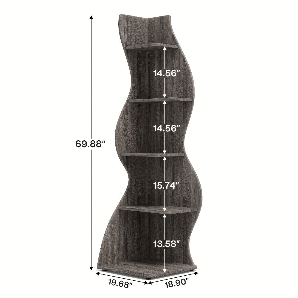 5-Tier Freestanding Corner Shelf for Living Room and Bedroom detail image - detail view 4