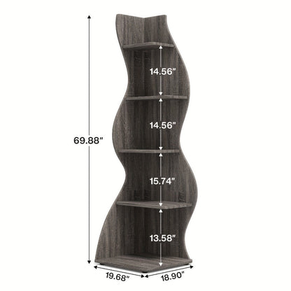 5-Tier Freestanding Corner Shelf for Living Room and Bedroom detail image - detail view 4
