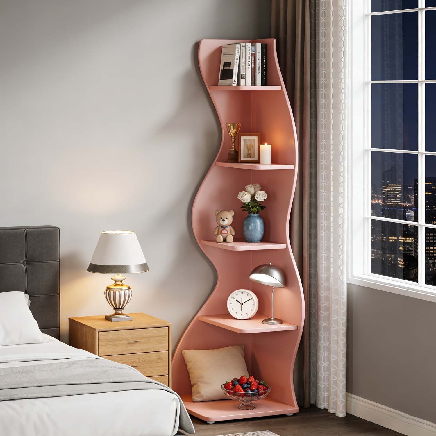 Corner Shelf shown in the pink, 1pc option