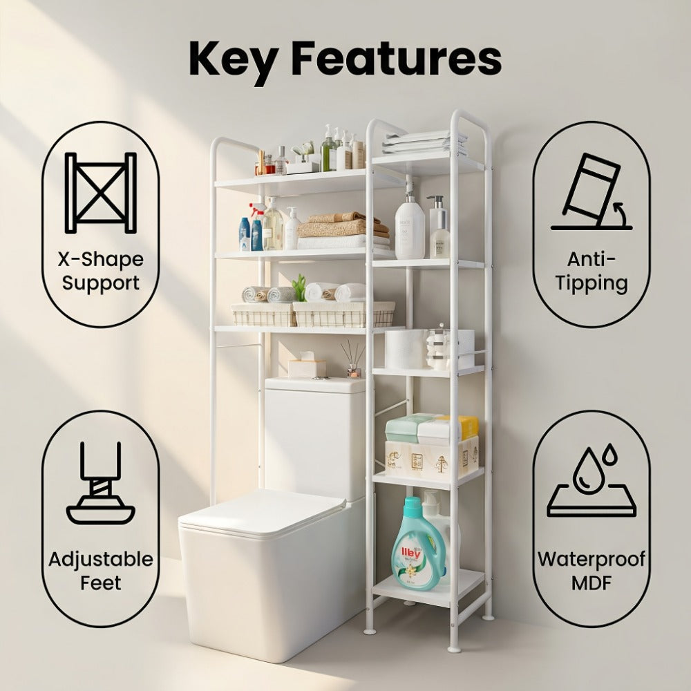 Over the Toilet Storage Shelf shown in the Black option