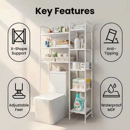 Over the Toilet Storage Shelf shown in the Black option