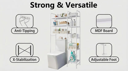 5-Tier Freestanding Over-the-Toilet Storage Organizer, Toilet Shelf Organizer detail image - detail view 13