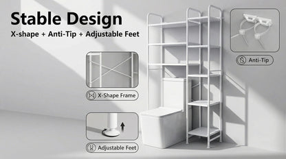5-Tier Freestanding Over-the-Toilet Storage Organizer, Toilet Shelf Organizer detail image - detail view 14