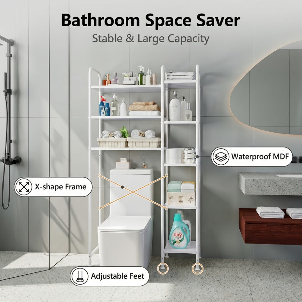 5-Tier Freestanding Over-the-Toilet Storage Organizer, Toilet Shelf Organizer detail image - detail view 7