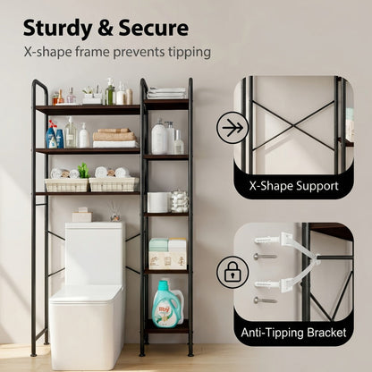 5-Tier Freestanding Over-the-Toilet Storage Organizer, Toilet Shelf Organizer detail image - detail view 9