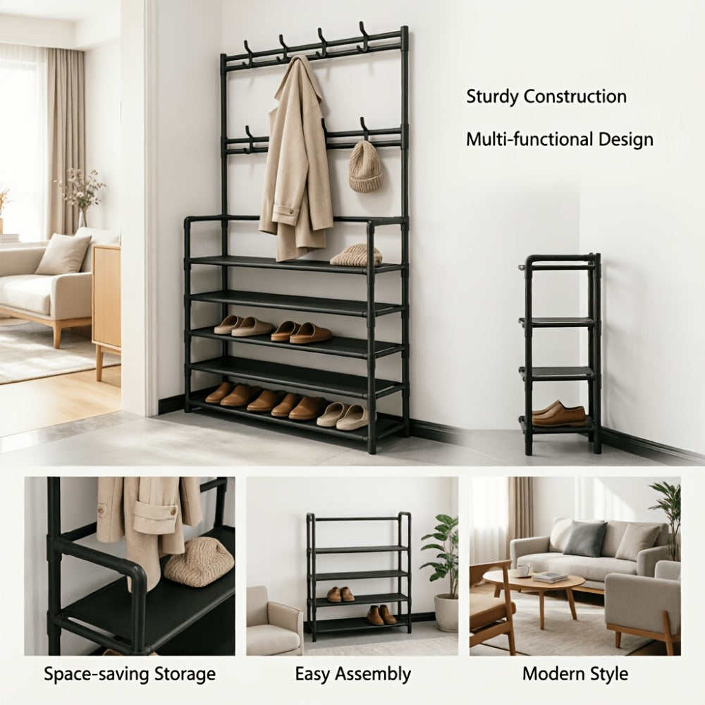 5-Tier Freestanding Shoe Rack with Tool-Free Assembly, Closet Shoe Shelf detail image - detail view 6