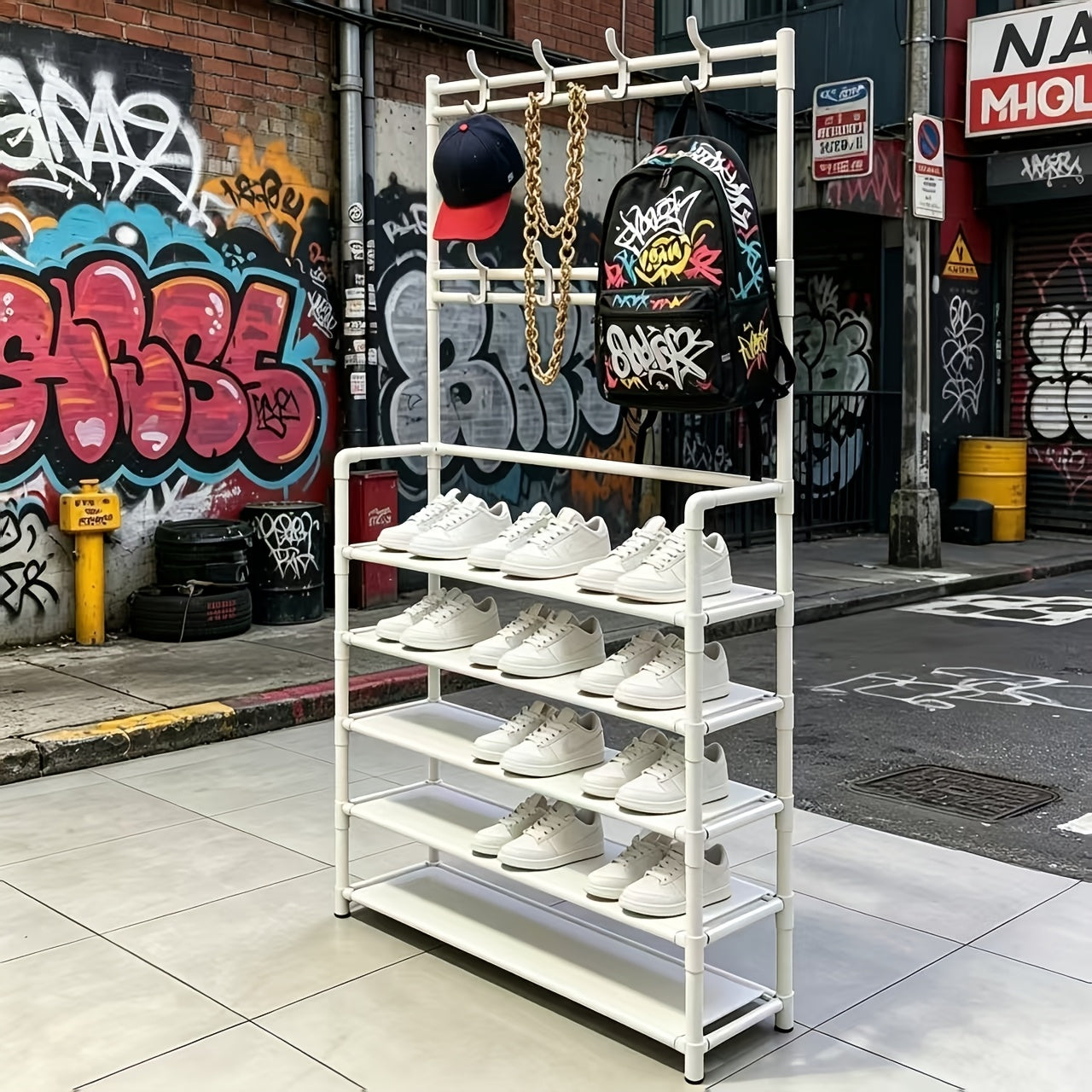 Shoe Rack shown in the Hip Hop White option