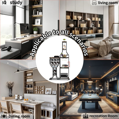 5-Tier Freestanding Wine Rack with Wine Glass Holder for Organized Everyday Storage detail image - detail view 11